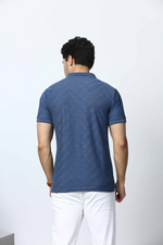 Blue Striped Polo T-Shirt with Pocket