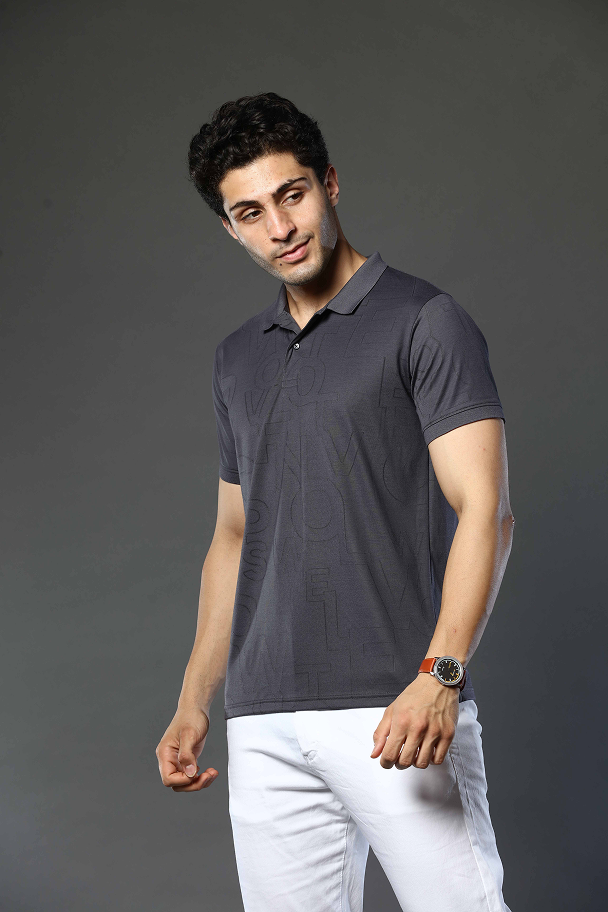 Printed Polo Neck T-Shirt