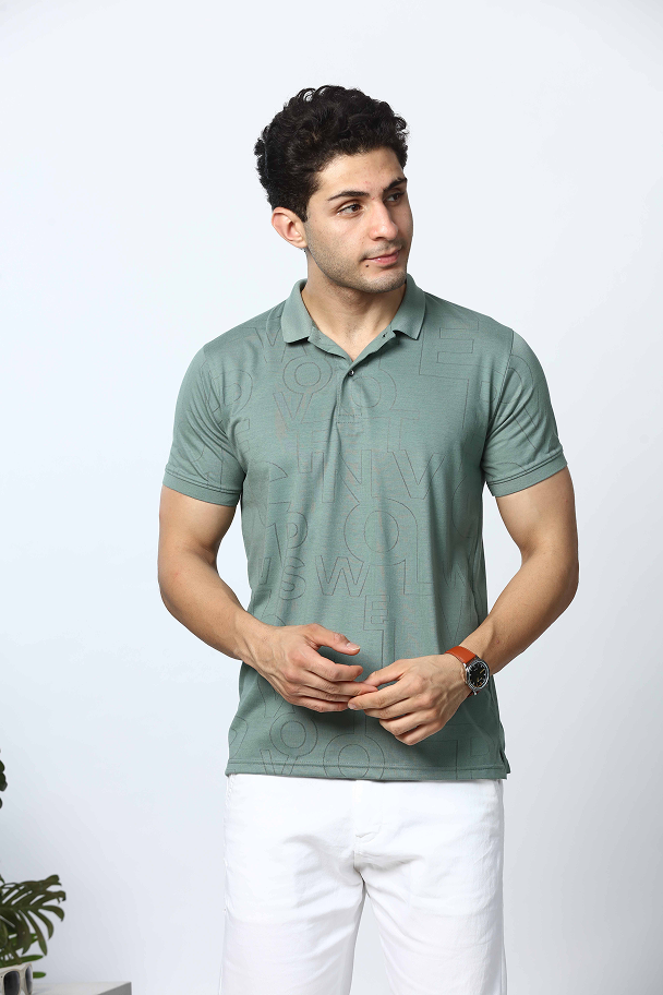 Printed Polo Neck T-Shirt