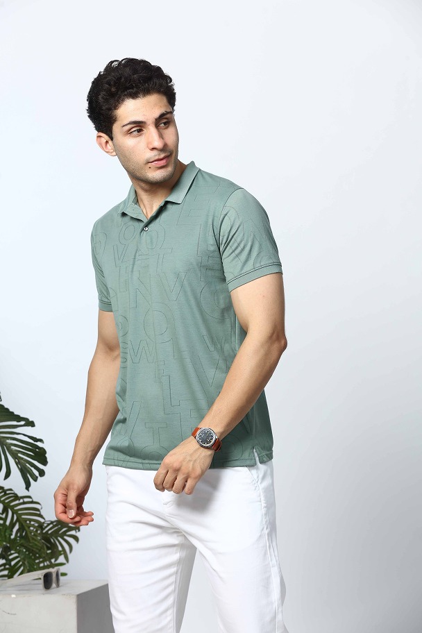 Printed Polo Neck T-Shirt