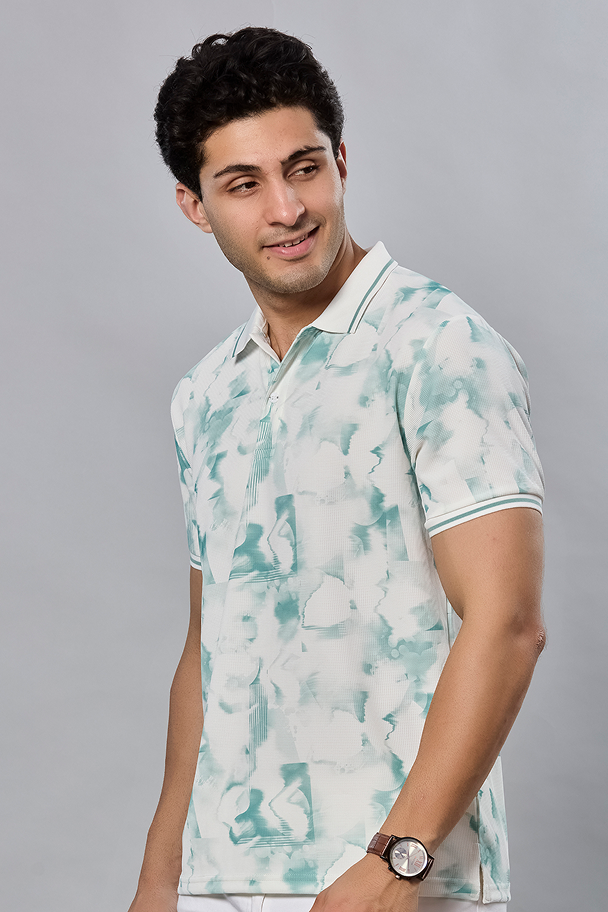 Printed Polo Neck T-Shirt